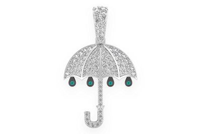 Drip Umbrella Diamond Pendant 14k Solid Gold 0.75ctw