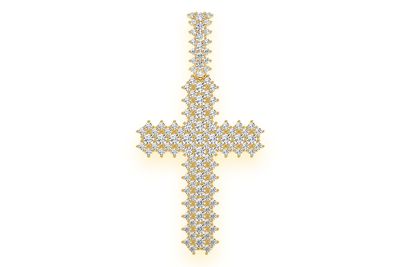 Jagged Cross Diamond Pendant 14k Solid Gold 5.50ctw