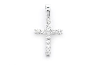 1.11ctw Sol Basket Cross Pendant - 14k White Gold