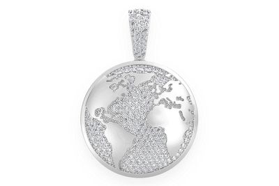 Globe Diamond Pendant 14k Solid Gold 1.25ctw