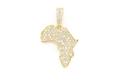 Africa Continent Outline Pendant 14k   1.13ctw