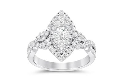 Marquise Cluster Twisted Shank Engagement Ring 14k   