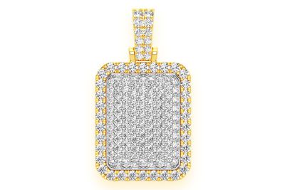 Pillow Double Layer Diamond Pendant 14k Solid Gold 3.00ctw