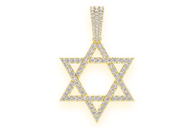 Star Of David Diamond Pendant 14k Solid Gold 1.90ctw