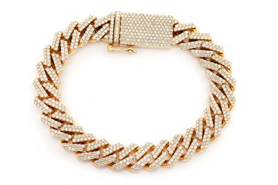 12MM Jagged Cuban Chain Bracelet 14k   8.41ctw