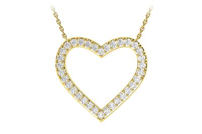 Open Heart Diamond Pendant Necklace Attached 14k Solid Gold 0.30ctw