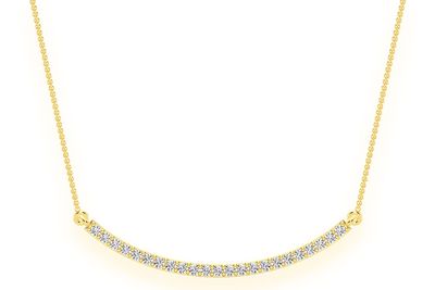  Curved Bar Diamond Necklace Connected 14k Solid Gold 0.20ctw