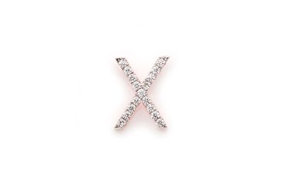 X Diamond Pendant Single Letter Initial 18k Rose Gold