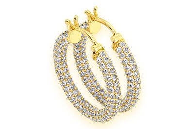 Bubbly Eternity Hoop Diamond Earrings 14k Solid Gold 4.00ctw