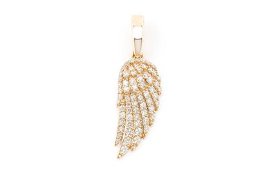 Miniature Feather Wing Pendant 0.46ctw 14k Gold