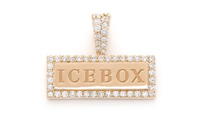 0.63ctw Diamond Rectangle Framed Icebox Logo Pendant - 14k Yellow Gold