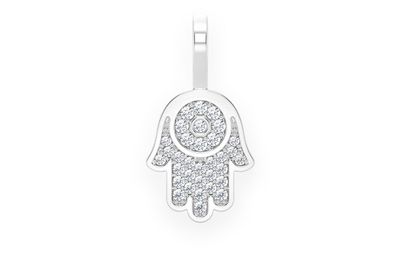 Hamsa Diamond Pendant 14k Solid Gold 0.20ctw