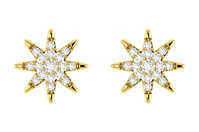 Eight Point Star Stud Earrings 14k Solid Gold 0.20ctw 