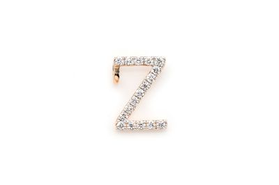 Z Diamond Pendant Single Letter Initial 18k Yellow Gold