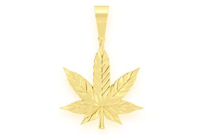 Cannabis Leaf Pendant 14k Solid Gold