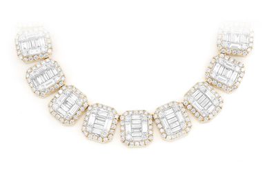 Icebox - Elongated Rolo Link Diamond Necklace 14k Solid Gold 58.48ctw