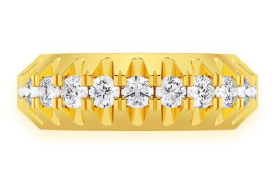 Pyramid Diamond Band 14k Solid Gold 1.25ctw