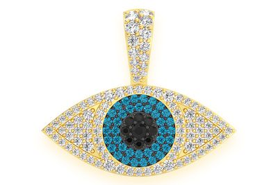 Evil Eye Diamond Pendant 14k Solid Gold 0.85ctw