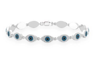 Evil Eye Eternity Diamond Bracelet 14k Solid Gold 2.45ctw