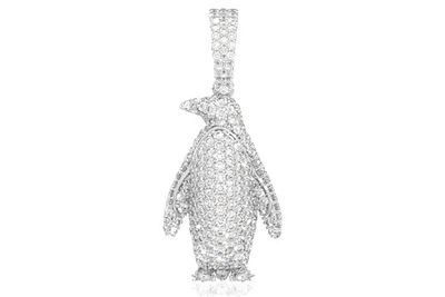 Penguin Diamond Pendant 14k Solid Gold (p2158)