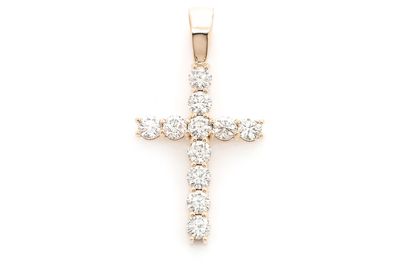 1.77ctw Sol Basket Cross Pendant -14k White Gold