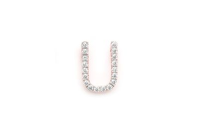 U Diamond Pendant Single Letter Initial 18k Rose Gold