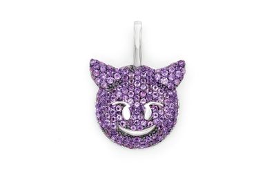 Purple Devil Emoji Pendant 14k   0.71ctw