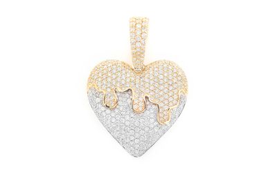 Large Dripping Heart Pendant 14k   