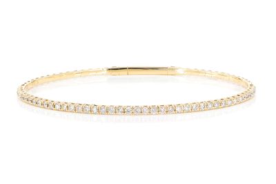 Prong Set Diamond Flex Bangle Tennis Bracelet 2.00ctw 14k Solid Gold