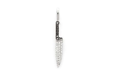 0.20ctw Diamond Kitchen Knife Pendant - 14k White Gold