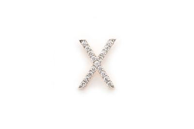 X Diamond Pendant Single Letter Initial 18k Yellow Gold