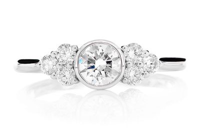 Round Bezel Center Diamond Accents Engagement Ring - All Natural - 0.80ctw