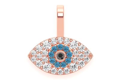 Evil Eye Diamond Pendant 14k Solid Gold 0.20ctw