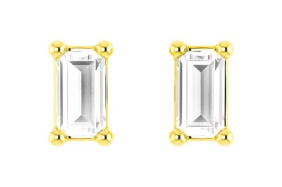 Baguette Diamond Solitaire Stud Earrings 14k Solid Gold 0.20ctw