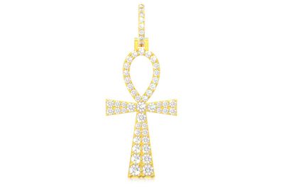 Ankh Diamond Pendant 14k Solid Gold 1.00ctw 