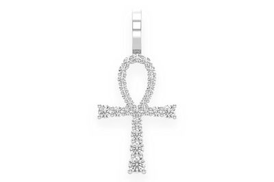 Ankh Graduated Diamond Pendant 14k Solid Gold 0.25ctw