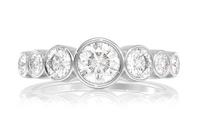 7 Bezel Set Diamond Engagement Ring - All Natural - 1.20ctw