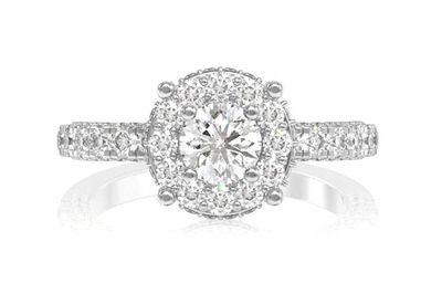 1.50ctw Single Halo Round Deluxe Diamond Engagement Ring- 14k Solid Gold- All Natural