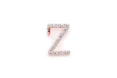 Z Diamond Pendant Single Letter Initial 18k Rose Gold