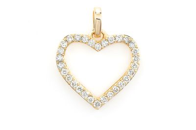 Open Heart Diamond Pendant 14k Solid Gold 0.13ctw