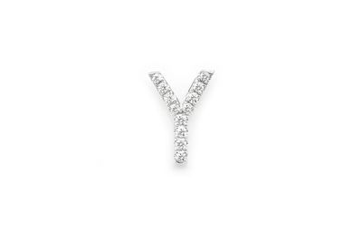 Y Diamond Pendant Single Letter Initial 18k White Gold