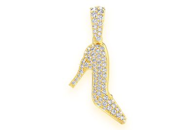 High Heel Diamond Pendant 14k Solid Gold 0.90ctw