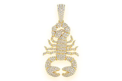 Scorpion Diamond Pendant 14k Solid Gold 3.40ctw