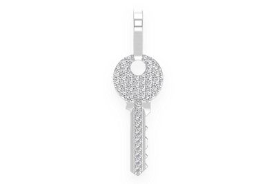 Key Diamond Pendant 14k Solid Gold 0.15ctw