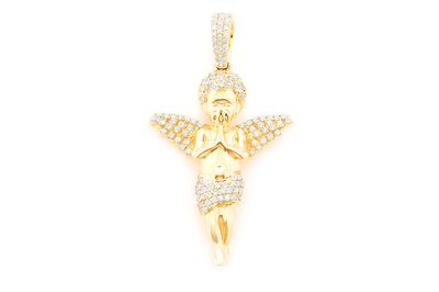 Praying Cherub Pendant 14k   0.62ctw