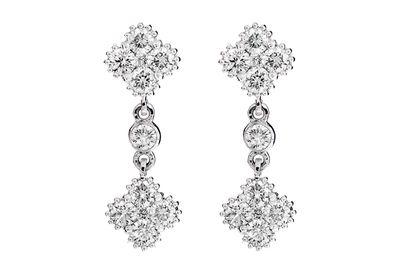 Clover Milgrain Diamond Dangle Earrings 14k Solid Gold 0.75ctw