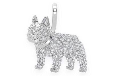 French Bulldog Diamond Pendant 14k Solid Gold 0.65ctw