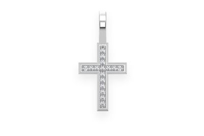 Angled Cross Diamond Pendant 14k Solid Gold .05ctw