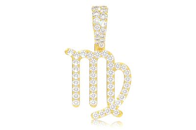 Virgo Zodiac Diamond Pendant 14k Solid Gold 0.87ctw