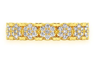 Cluster Diamond Band 14k Solid Gold 0.55ctw